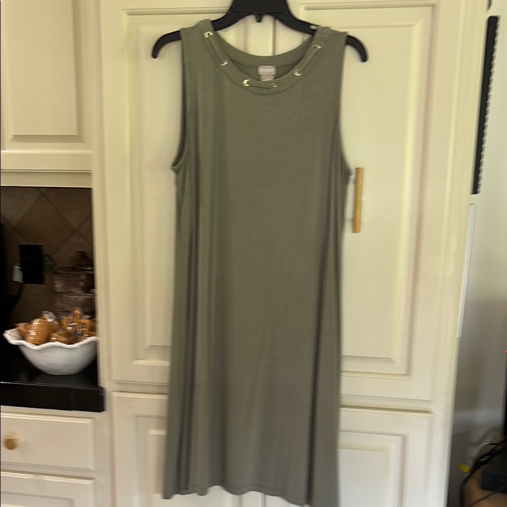 Chico's Green Dress with Crew Neck